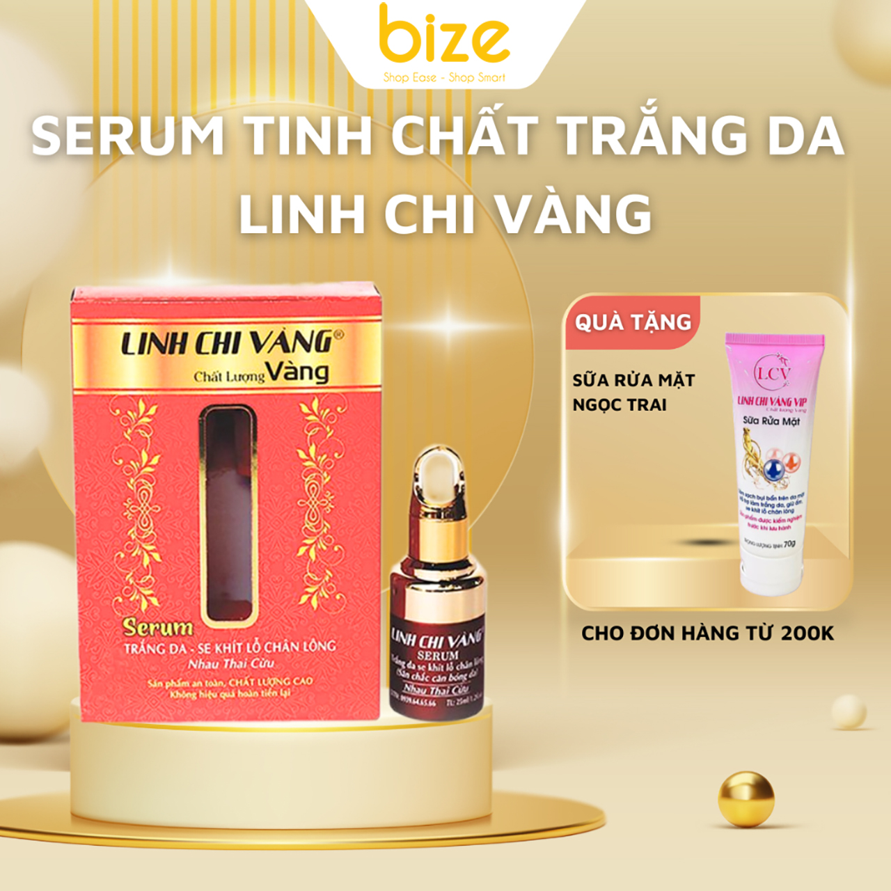 Serum trắng da se khít lỗ chân lông nhau thai cừu Linh Chi Vàng