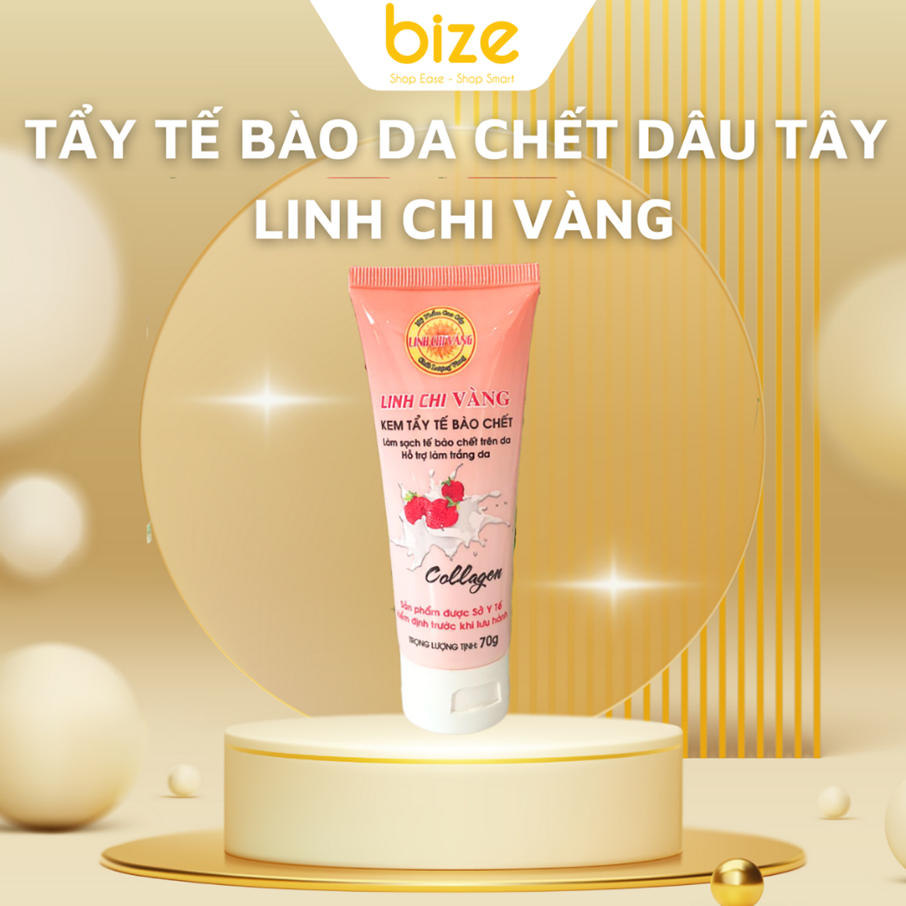 Tẩy Da Chết Tẩy Tế Bào Chết Dâu Tây Tái Tạo Trắng Da Linh Chi Vàng