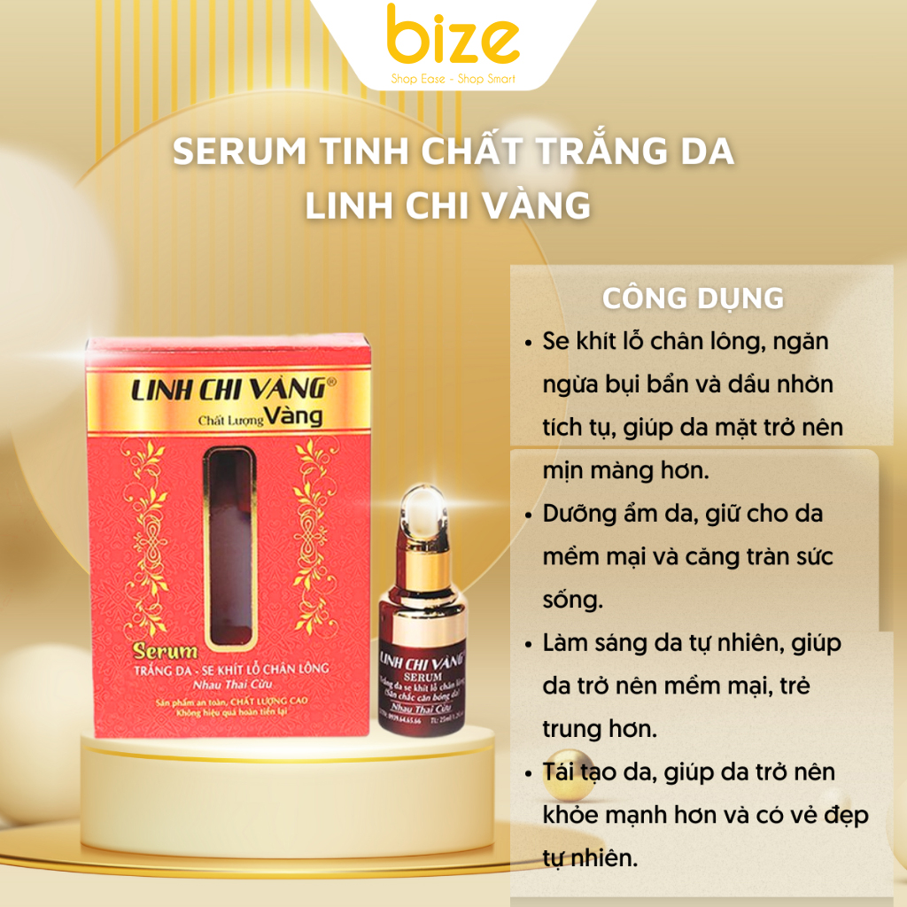 Serum trắng da se khít lỗ chân lông nhau thai cừu Linh Chi Vàng