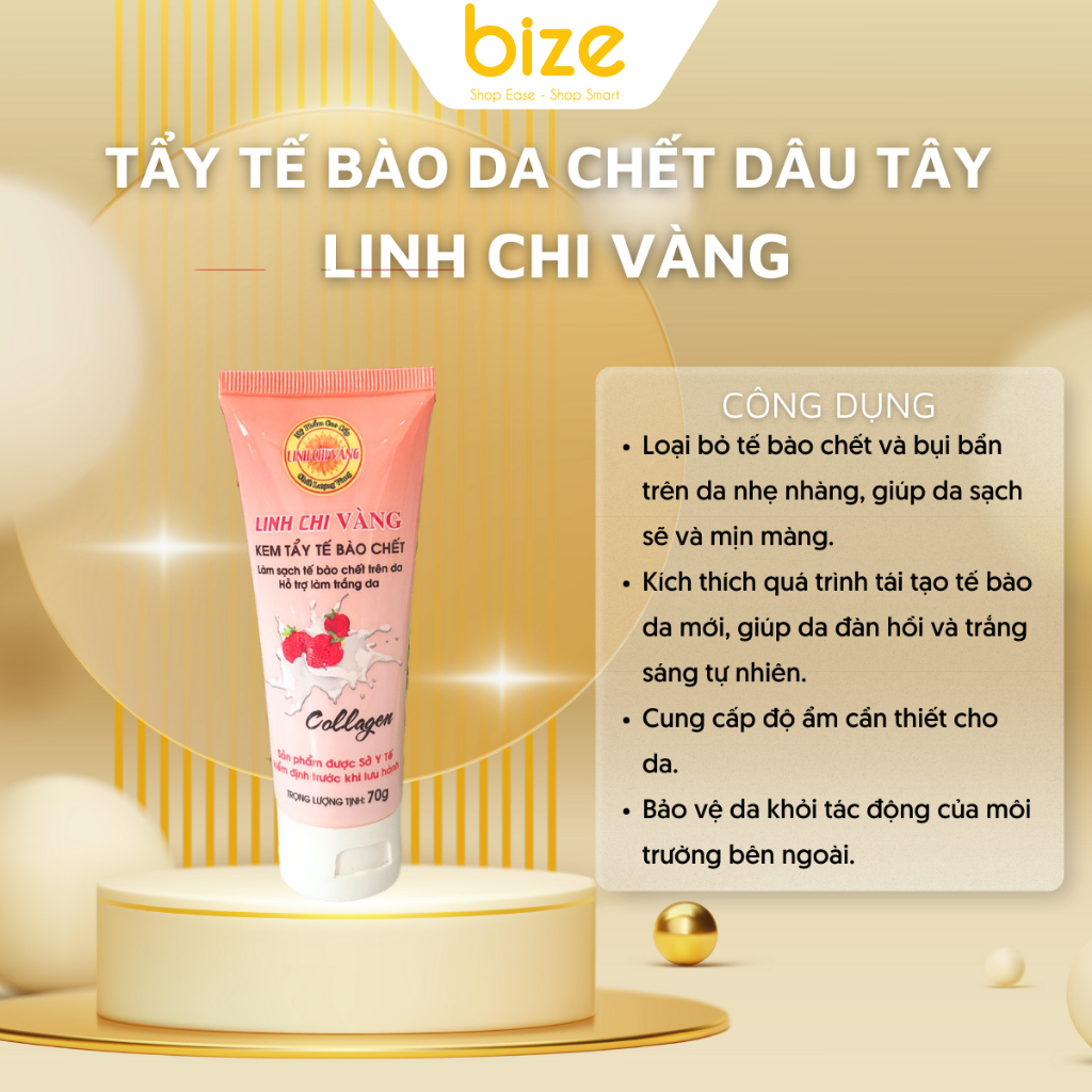 Tẩy Da Chết Tẩy Tế Bào Chết Dâu Tây Tái Tạo Trắng Da Linh Chi Vàng