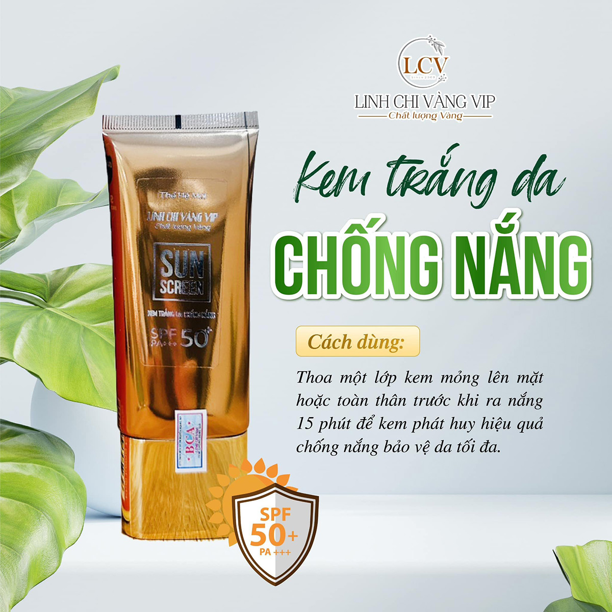 Kem Trắng Da Chống Nắng Linh Chi Vàng Bảo Vệ Da Hữu Hiệu