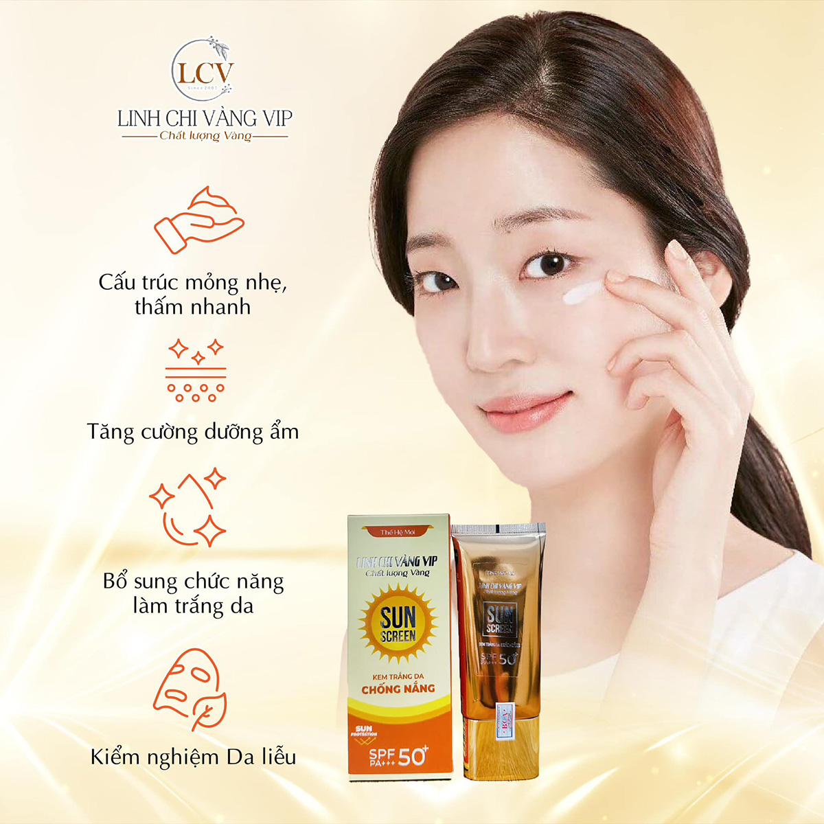 Kem Trắng Da Chống Nắng Linh Chi Vàng Bảo Vệ Da Hữu Hiệu