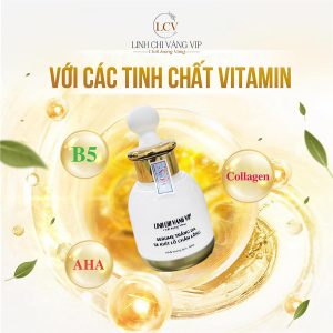 Serum trắng da, se khít lỗ chân lông AHA, Vitamin, Collagen Linh Chi Vàng