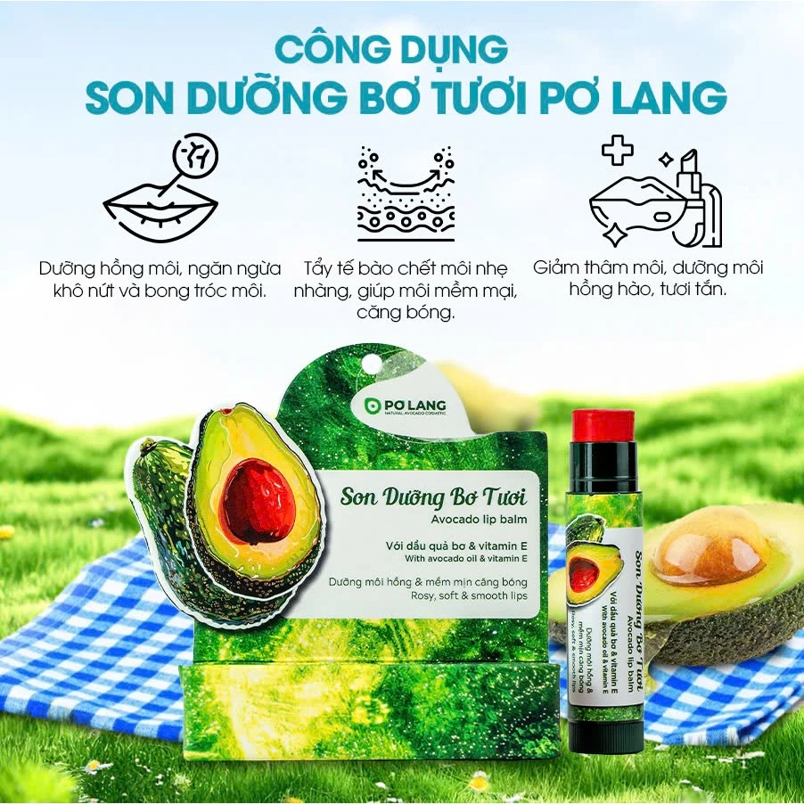 Son dưỡng môi Pơ Lang màu Đỏ Cam dưỡng môi từ trái bơ - A01 - Ảnh 2