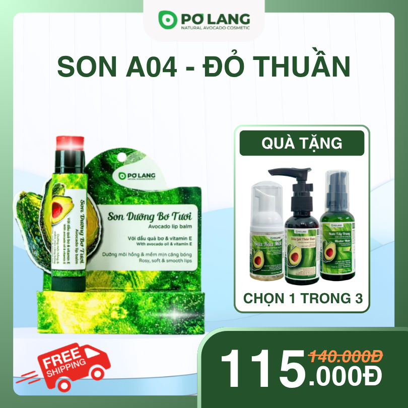 Son dưỡng môi Pơ Lang màu Đỏ Thuần son dưỡng môi từ bơ - A04