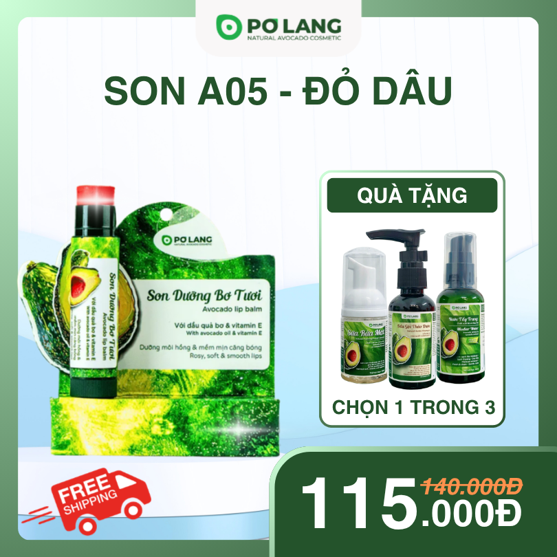 Son dưỡng môi Pơ Lang màu Đỏ Dâu son dưỡng môi từ bơ - A05